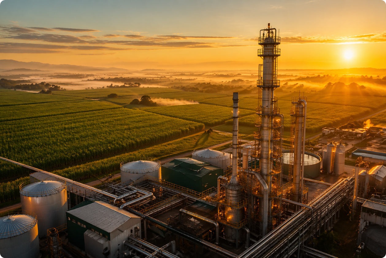 Biorrefinaria ao amanhecer